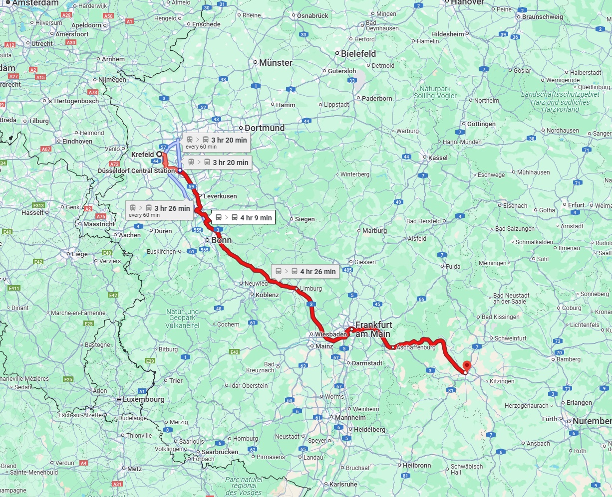 Anreise von Krefeld Zu Würzburg Über 