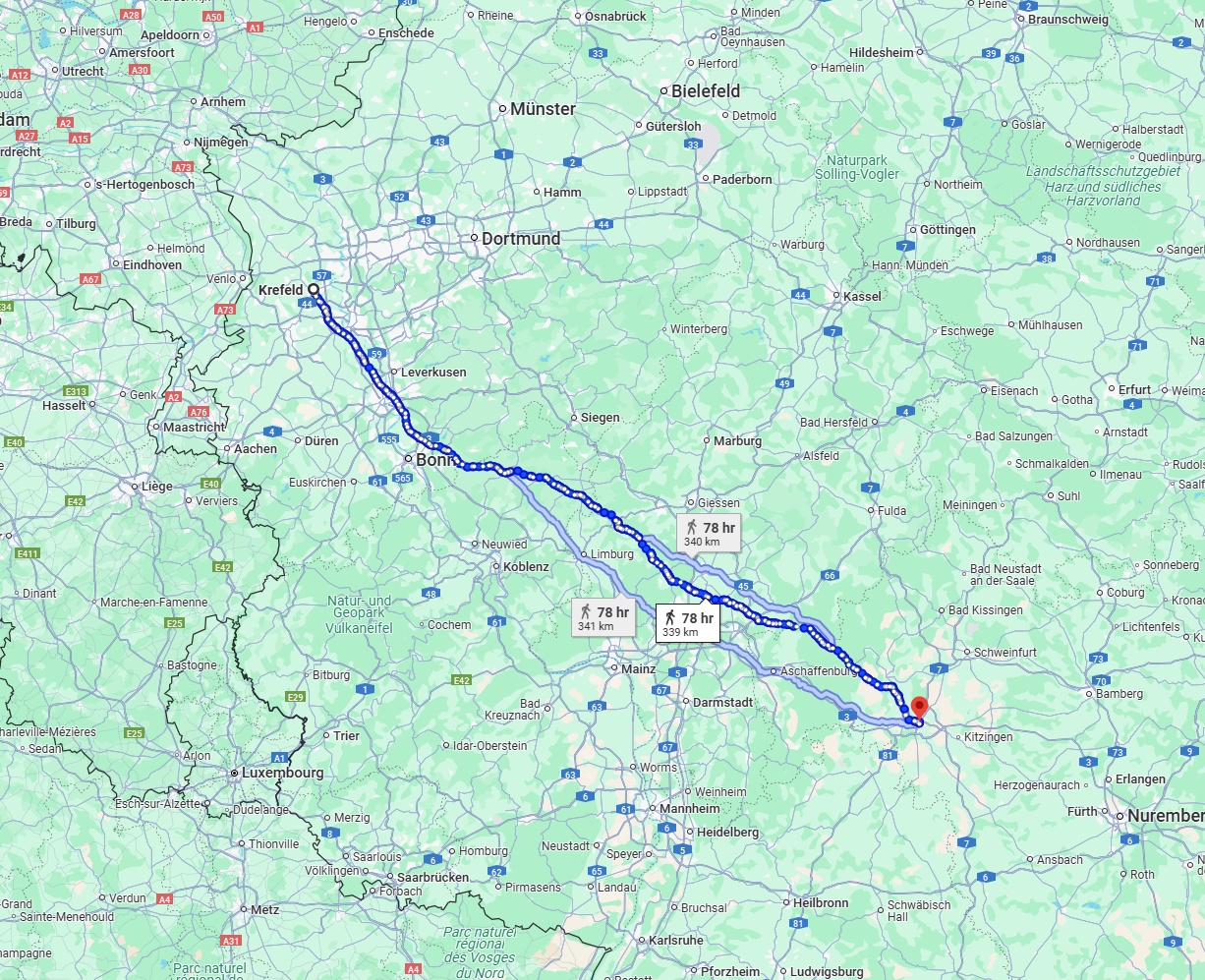 Anreise von Krefeld Zu Würzburg Über 