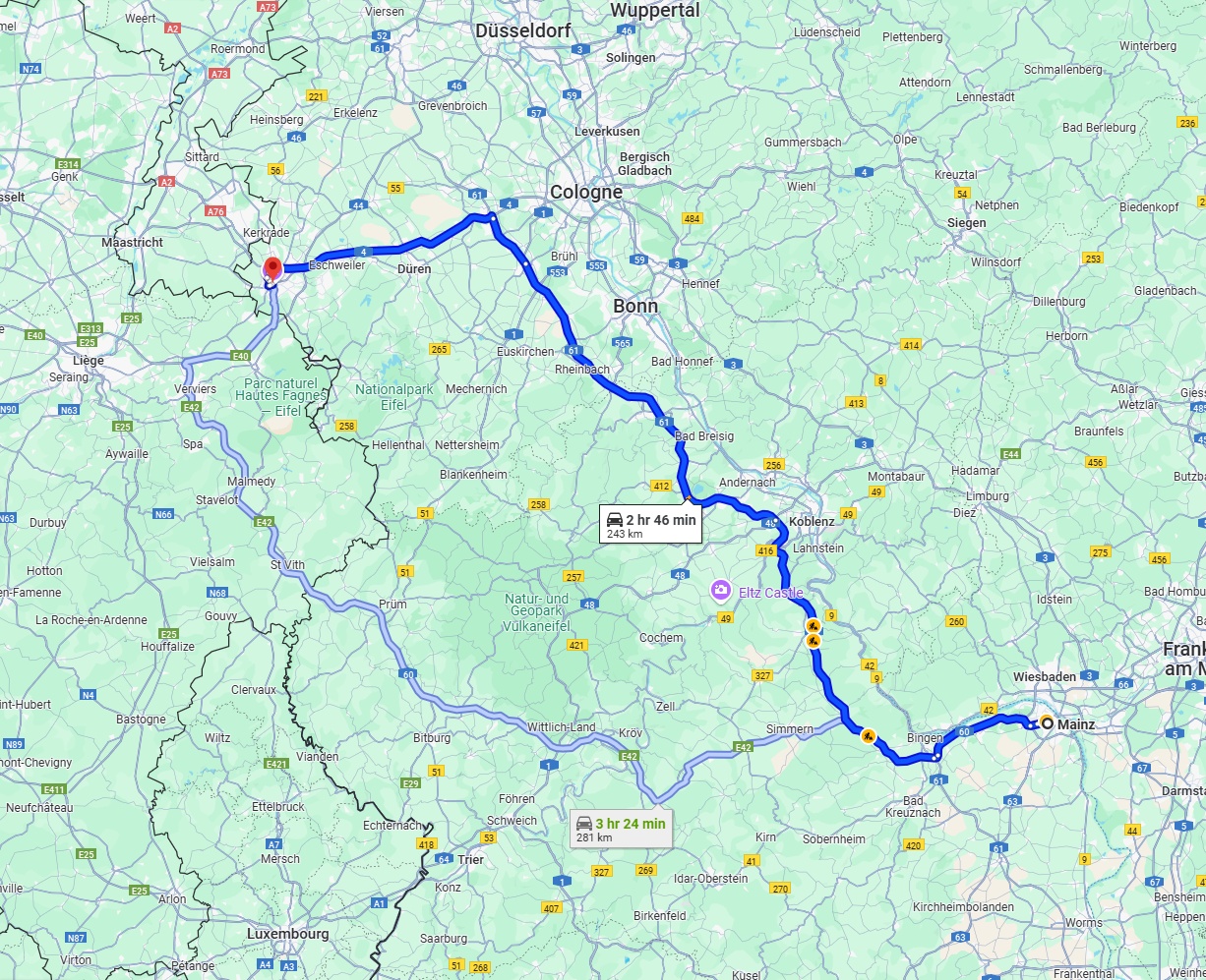 Anreise von Mainz Zu Aachen Über via A61