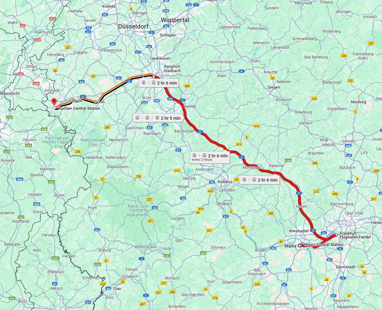 Anreise von Mainz Zu Aachen Über 
