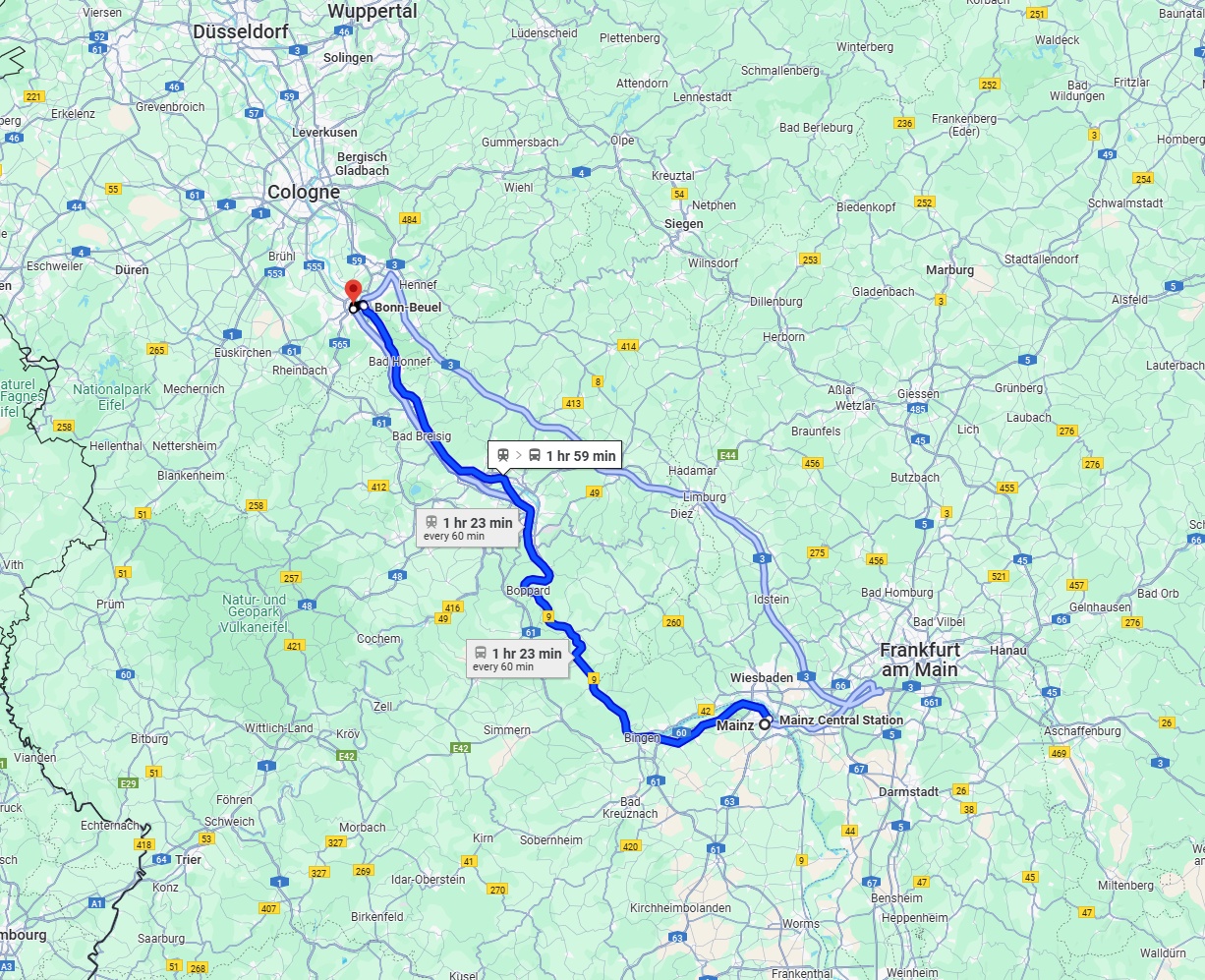 Anreise von Mainz Zu Bonn Über 