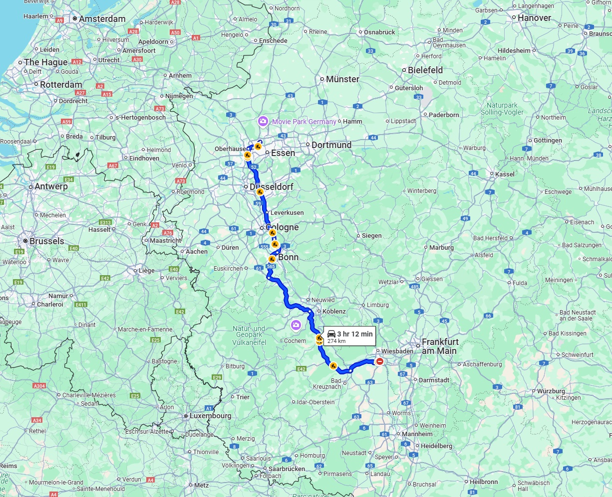 Anreise von Mainz Zu Bottrop Über via A61