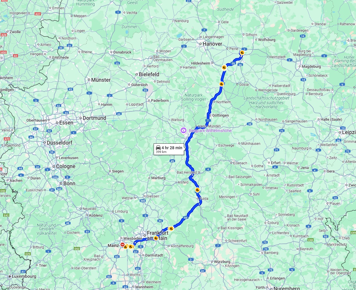 Anreise von Mainz Zu Braunschweig Über via A7