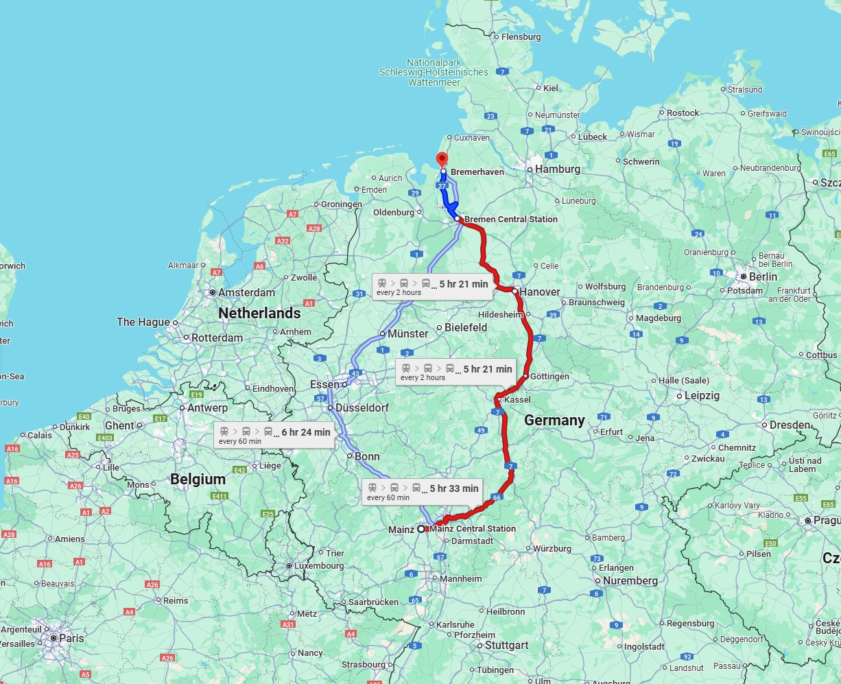 Anreise von Mainz Zu Bremerhaven Über 