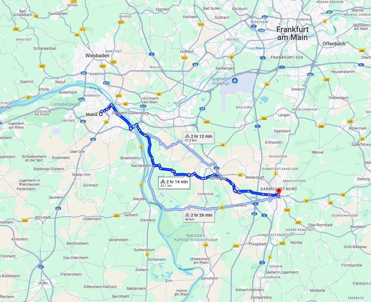 Anreise von Mainz Zu Darmstadt Über 