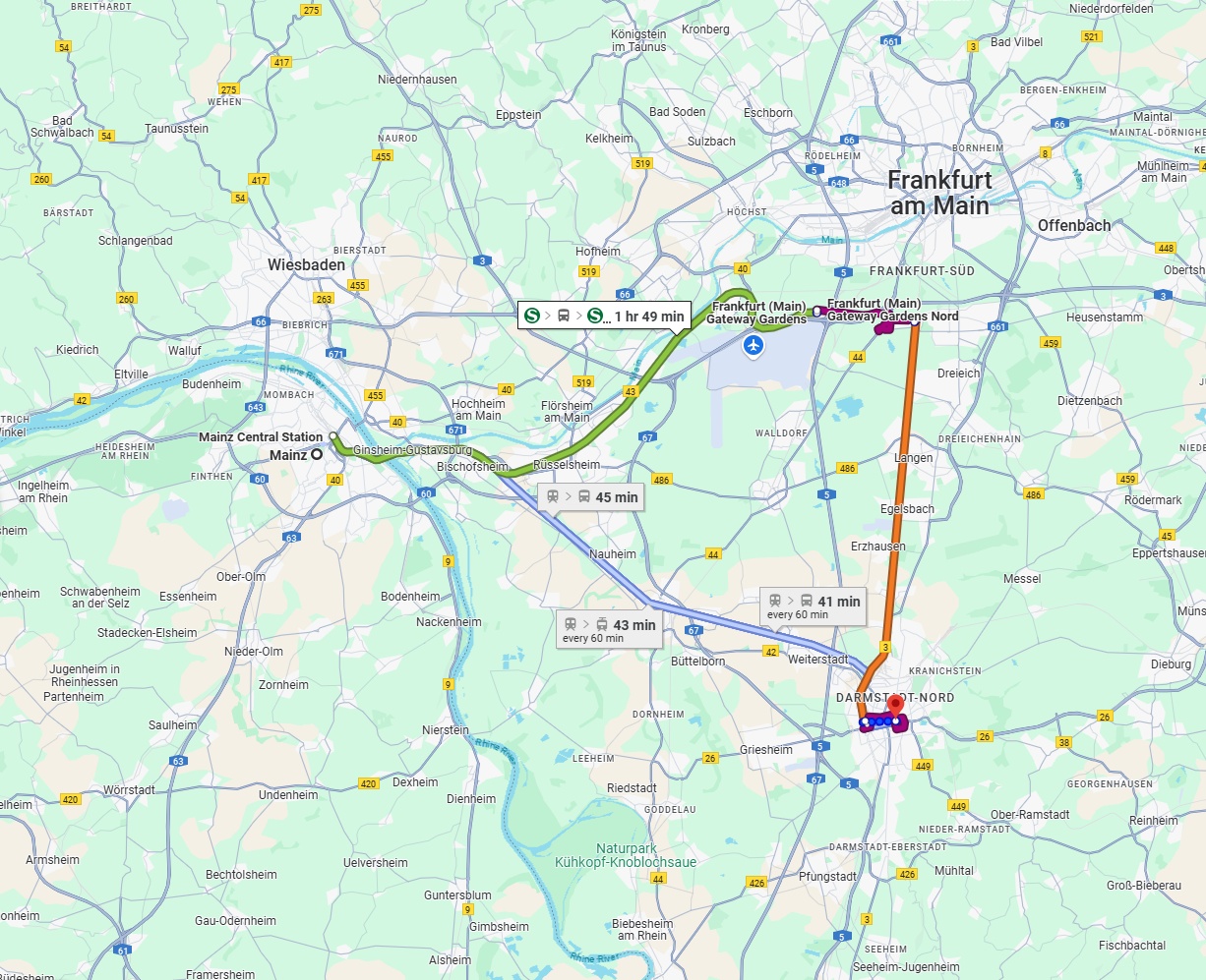 Anreise von Mainz Zu Darmstadt Über 