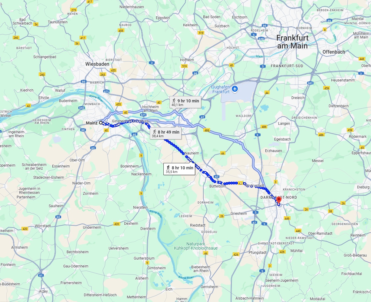 Anreise von Mainz Zu Darmstadt Über 