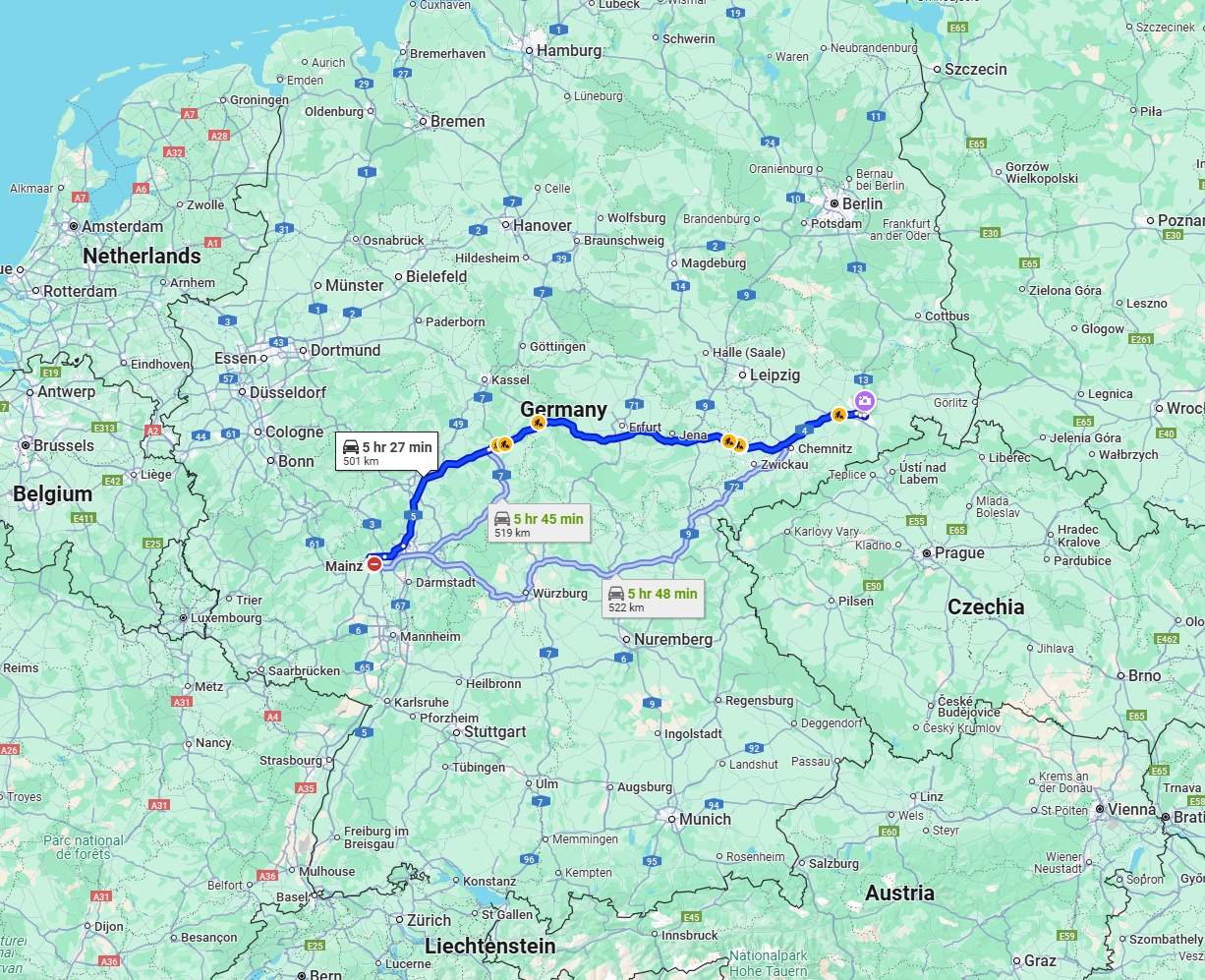 Anreise von Mainz Zu Dresden Über via A4