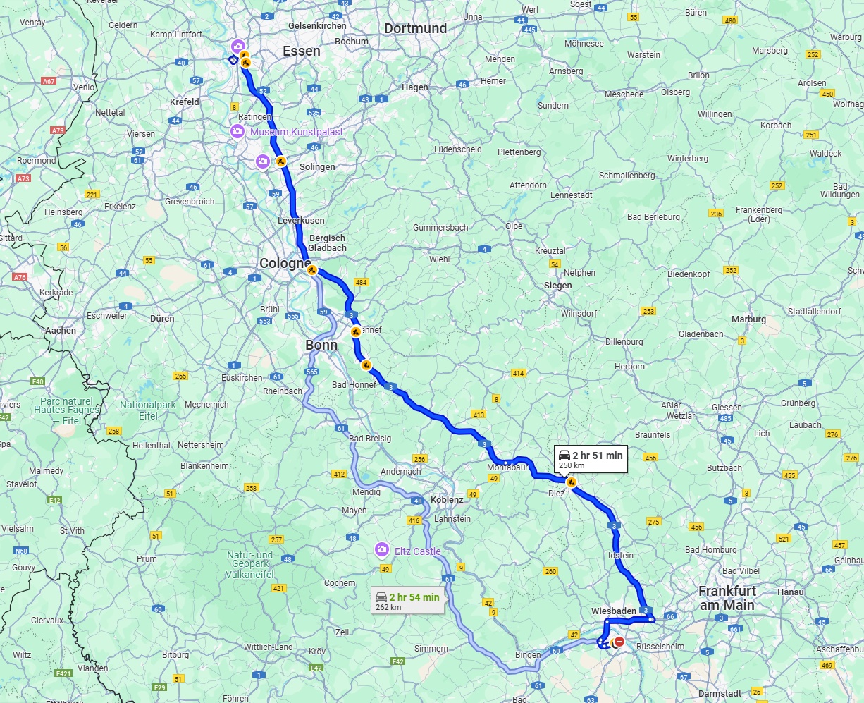 Anreise von Mainz Zu Duisburg Über via A3