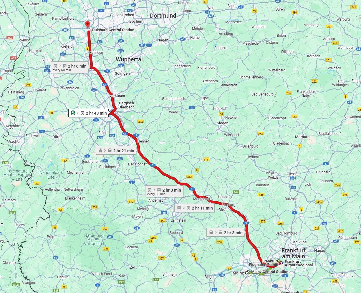 Anreise von Mainz Zu Duisburg Über 