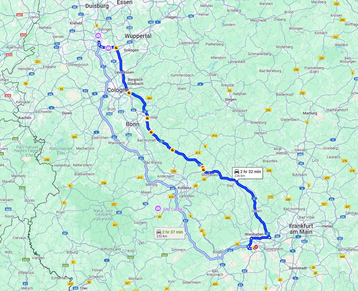 Anreise von Mainz Zu Düsseldorf Über via A3