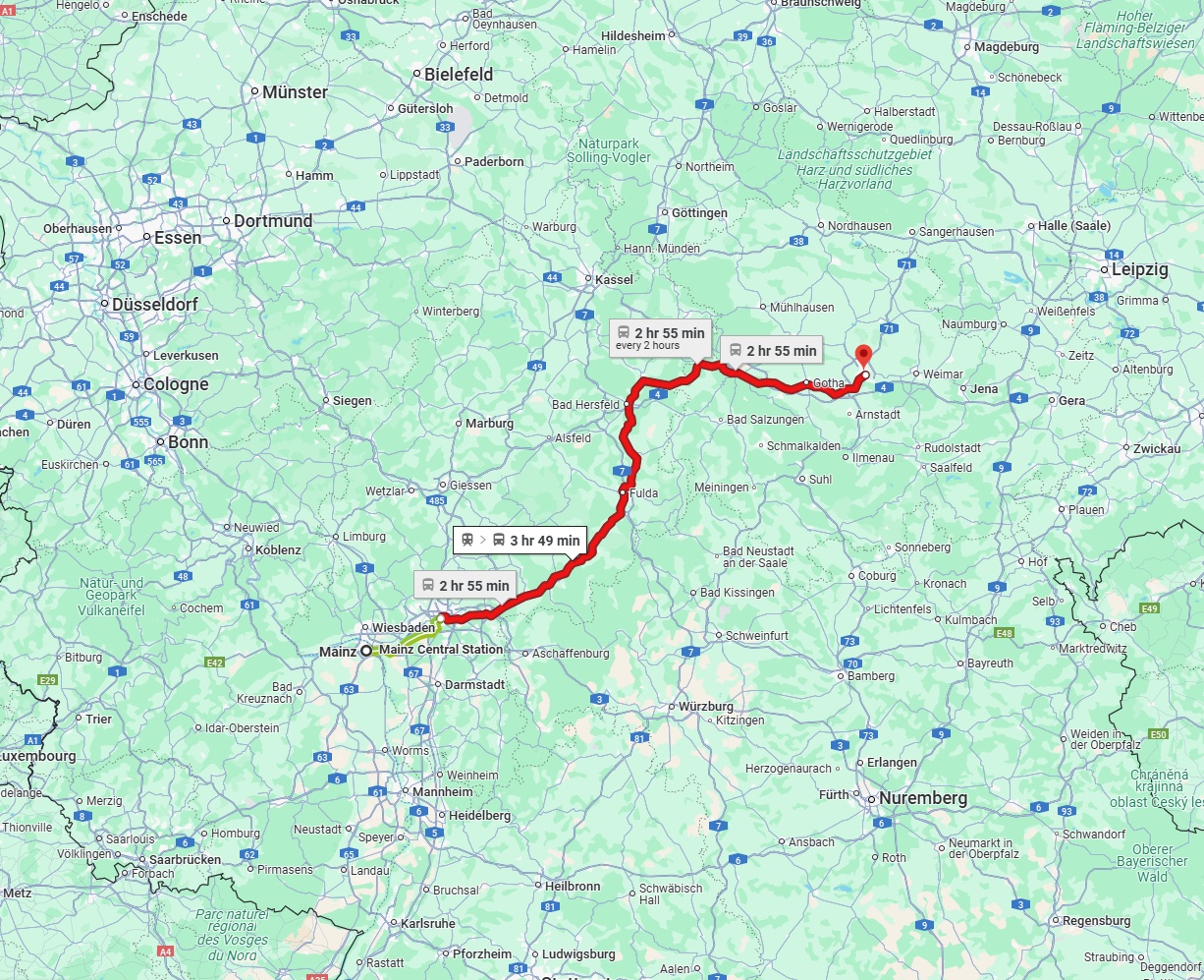 Anreise von Mainz Zu Erfurt Über 