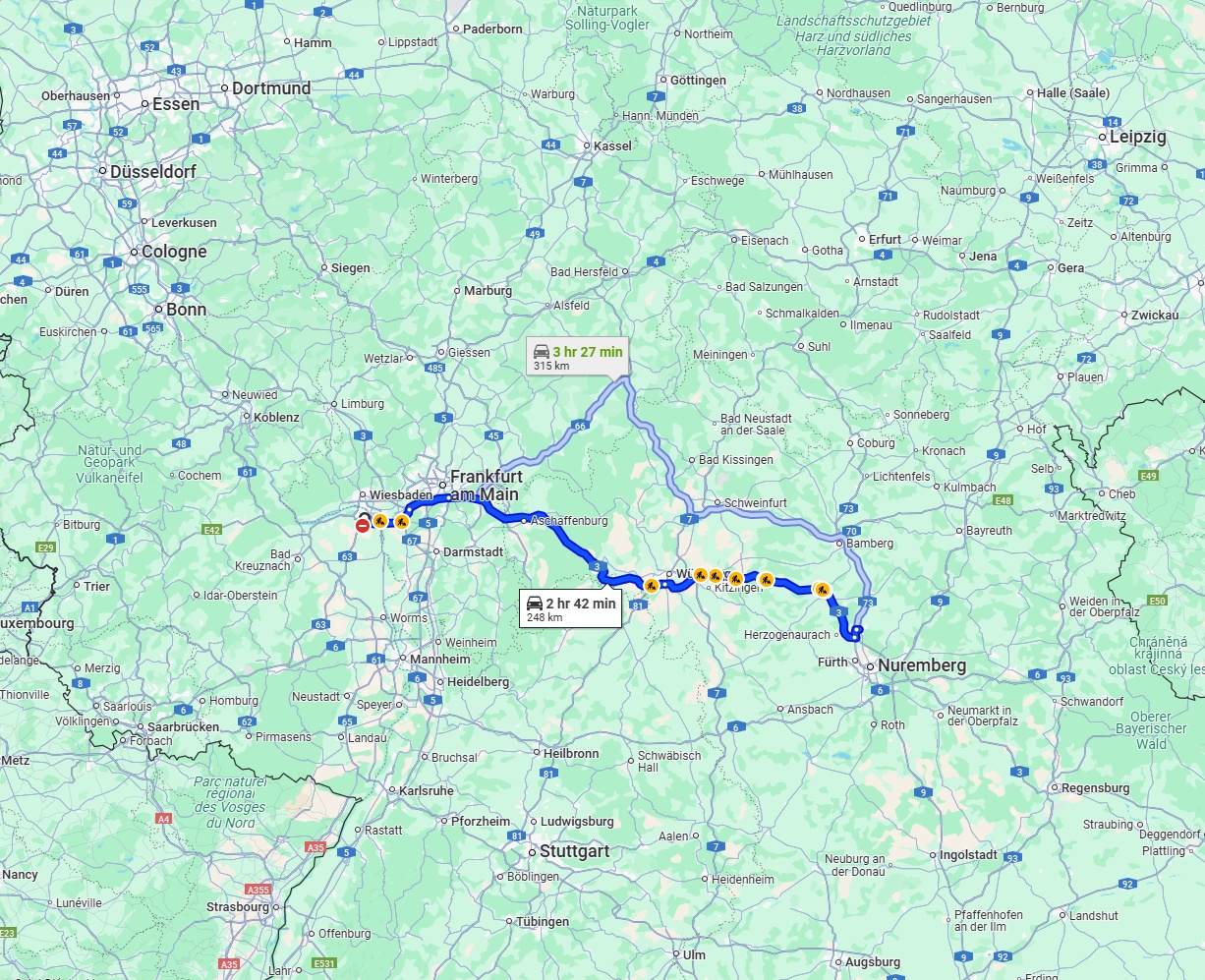 Anreise von Mainz Zu Erlangen Über via A3