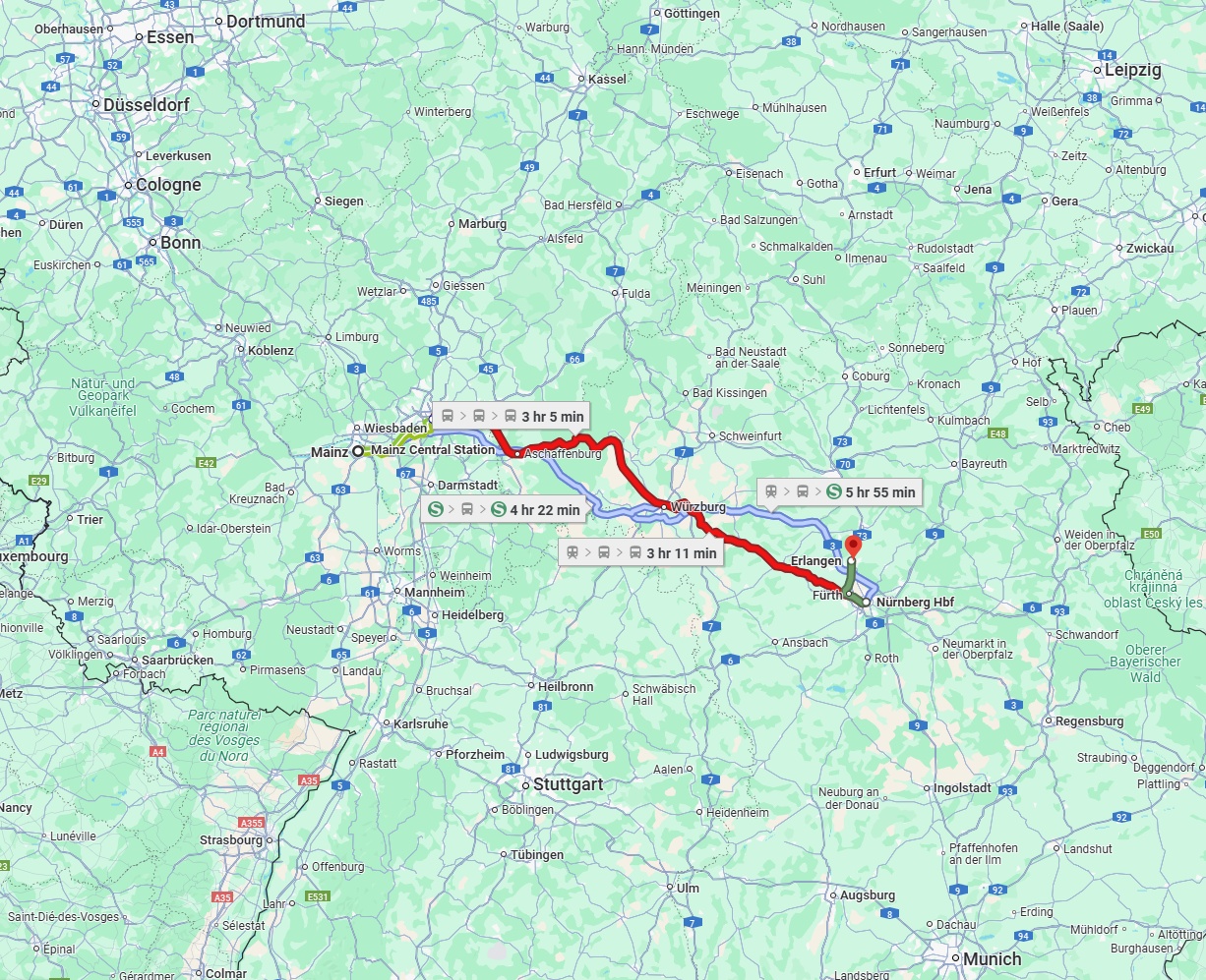 Anreise von Mainz Zu Erlangen Über 