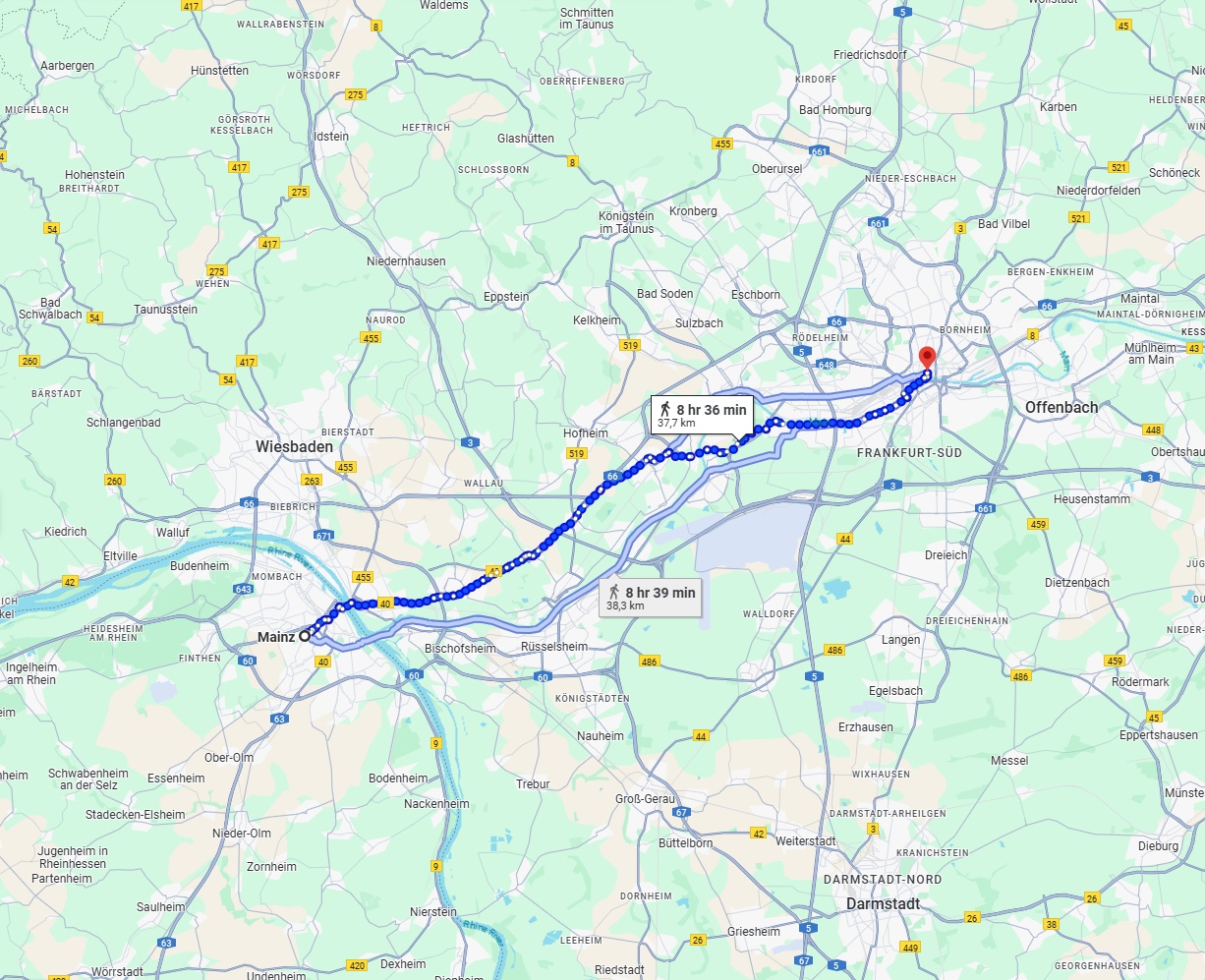 Anreise von Mainz Zu Frankfurt am Main Über 