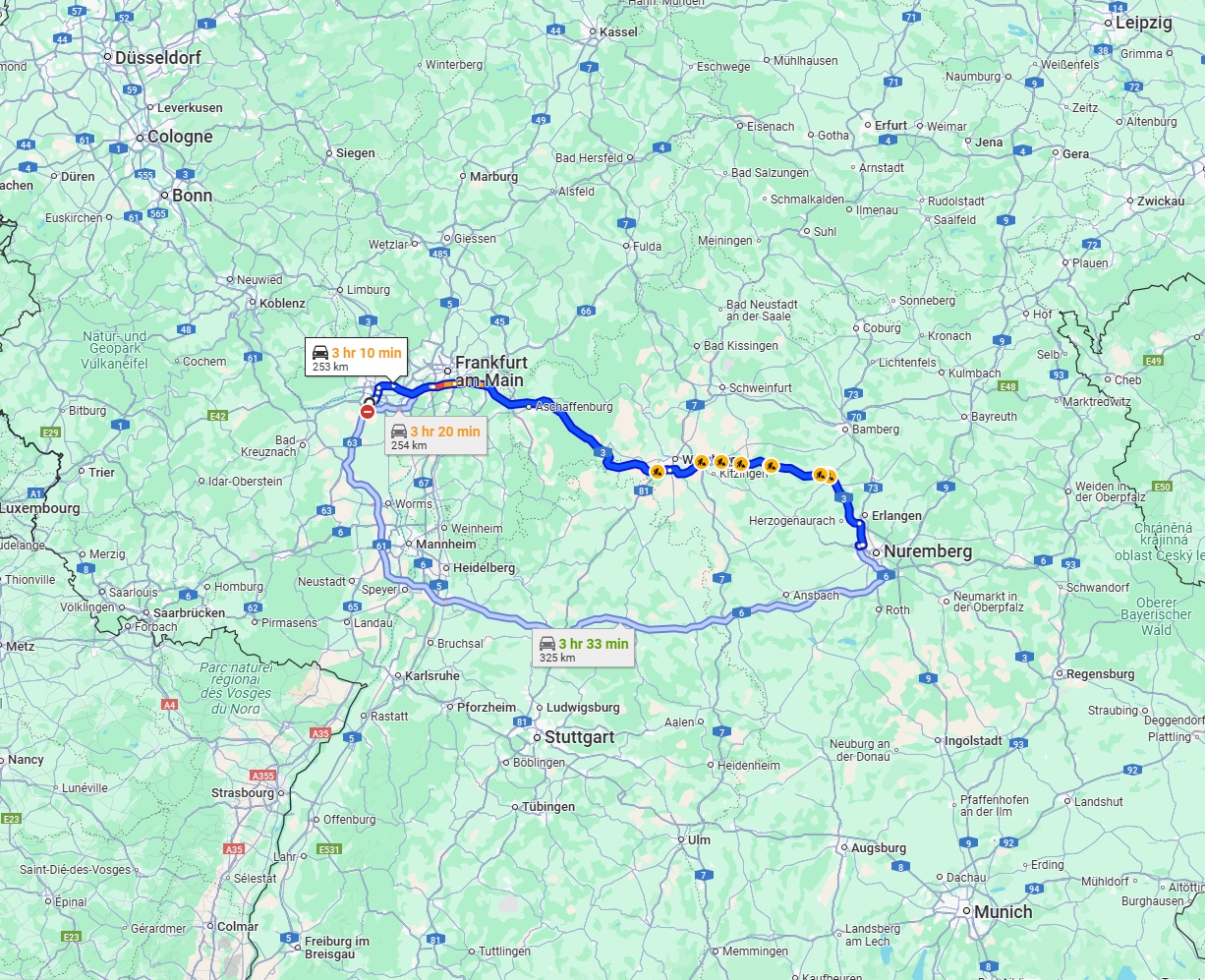 Anreise von Mainz Zu Fürth Über via A3