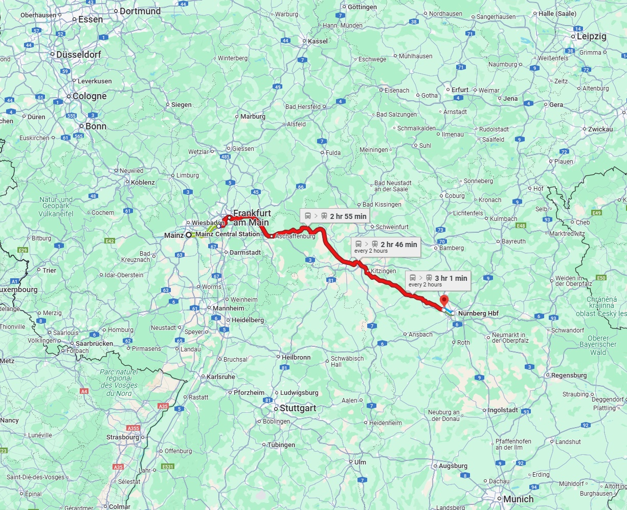Anreise von Mainz Zu Fürth Über 