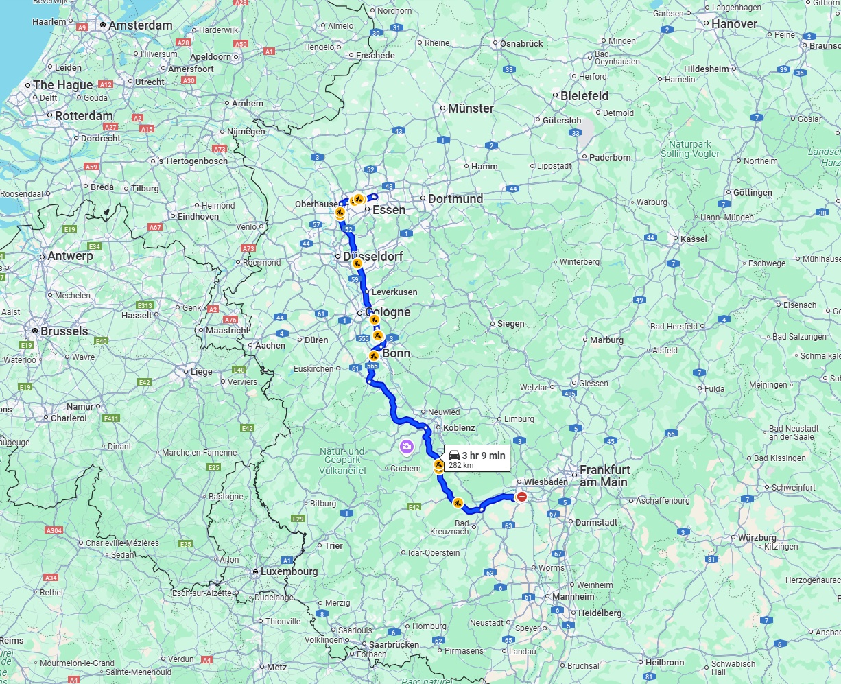 Anreise von Mainz Zu Gelsenkirchen Über via A61