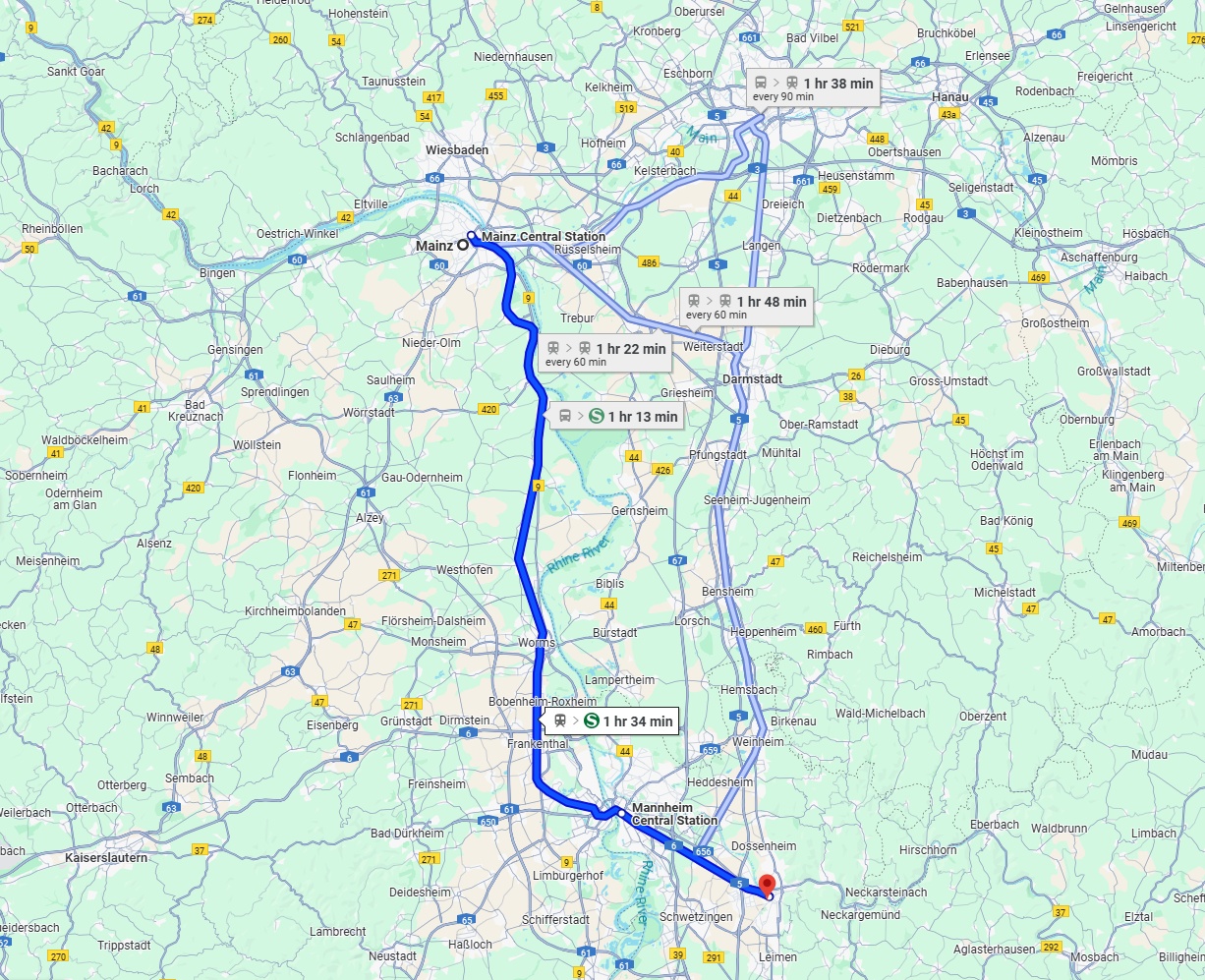 Anreise von Mainz Zu Heidelberg Über 