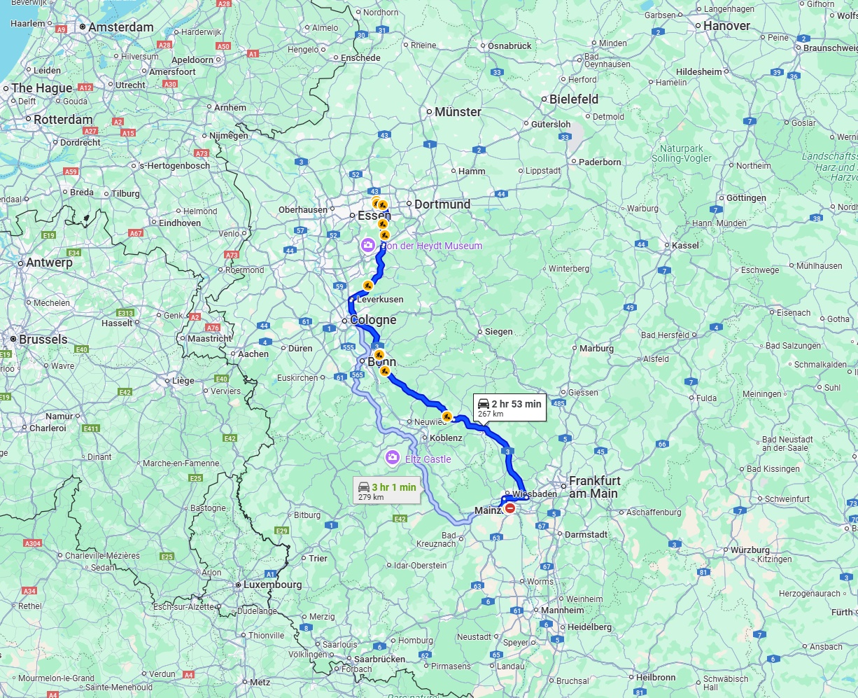 Anreise von Mainz Zu Herne Über via A3