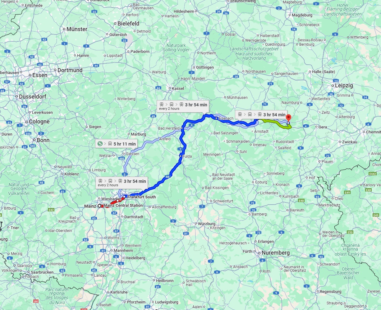 Anreise von Mainz Zu Jena Über 