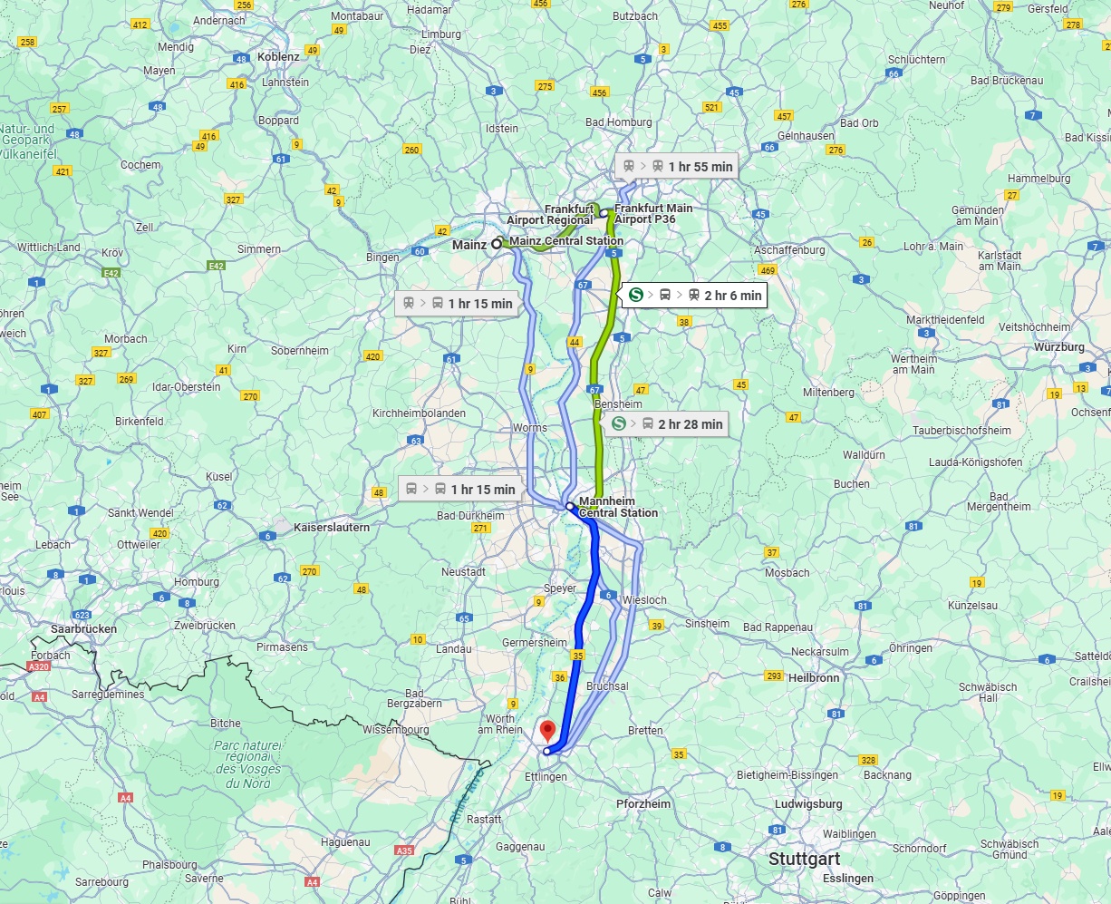 Anreise von Mainz Zu Karlsruhe Über 