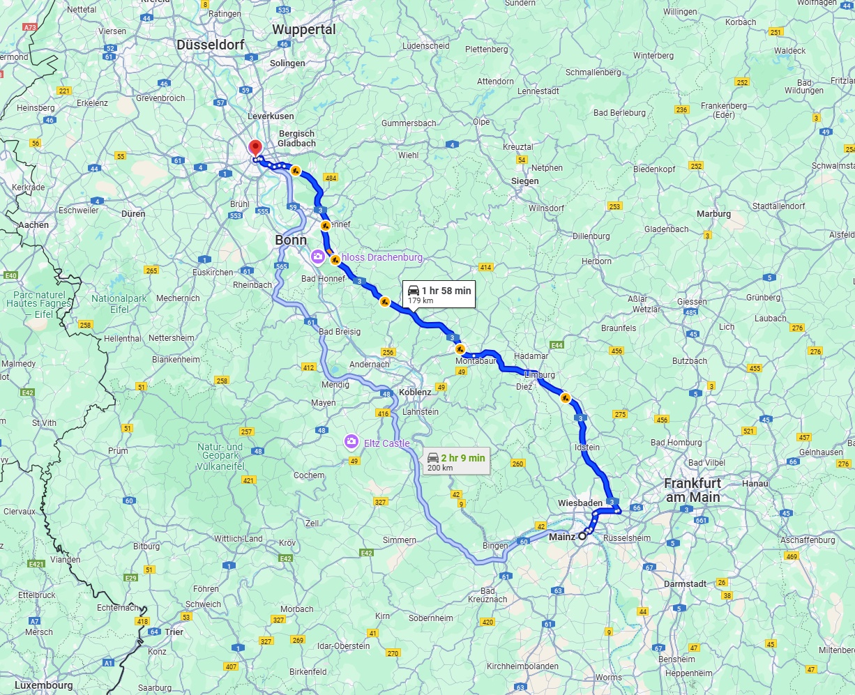 Anreise von Mainz Zu Köln Über via A3