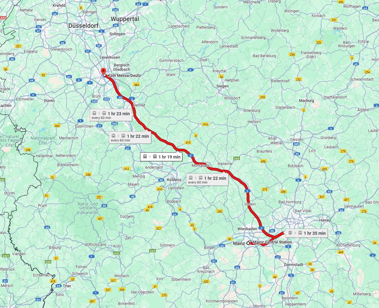 Anreise von Mainz Zu Köln Über 
