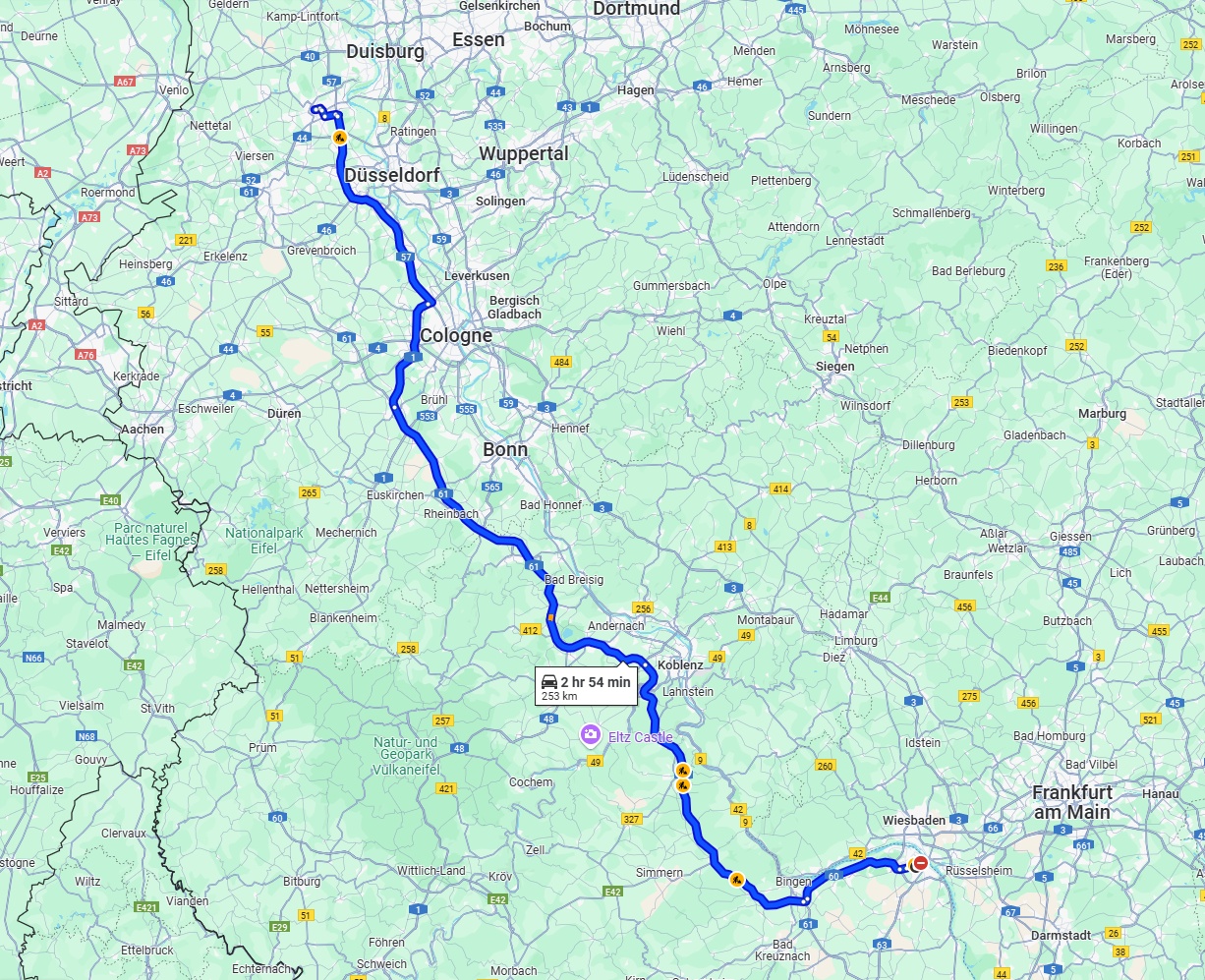 Anreise von Mainz Zu Krefeld Über via A61