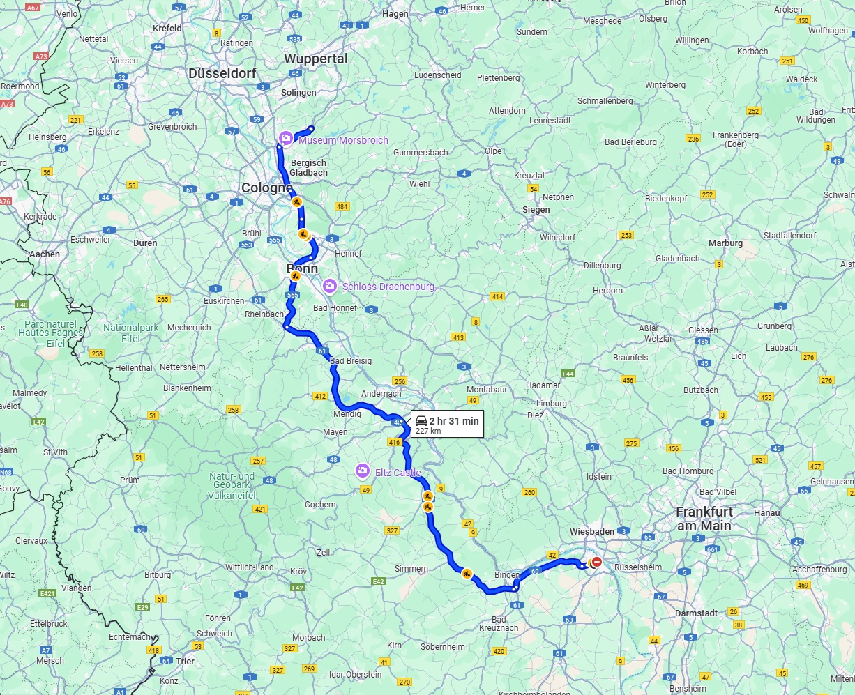 Anreise von Mainz Zu Leverkusen Über via A61