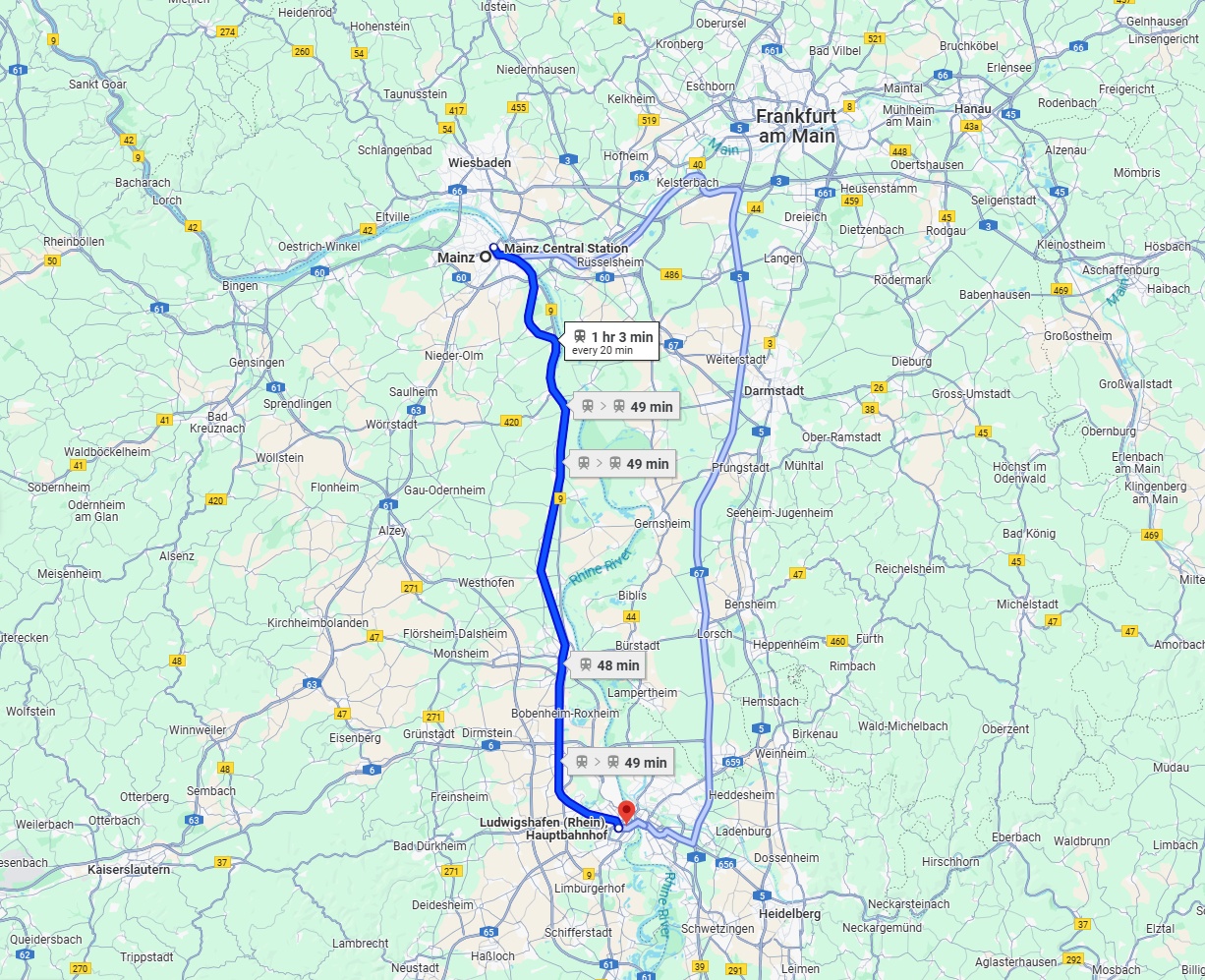 Anreise von Mainz Zu Ludwigshafen am Rhein Über 