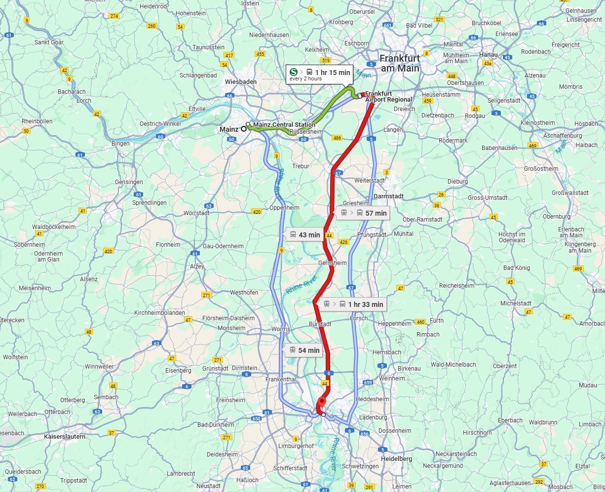 Anreise von Mainz Zu Mannheim Über 