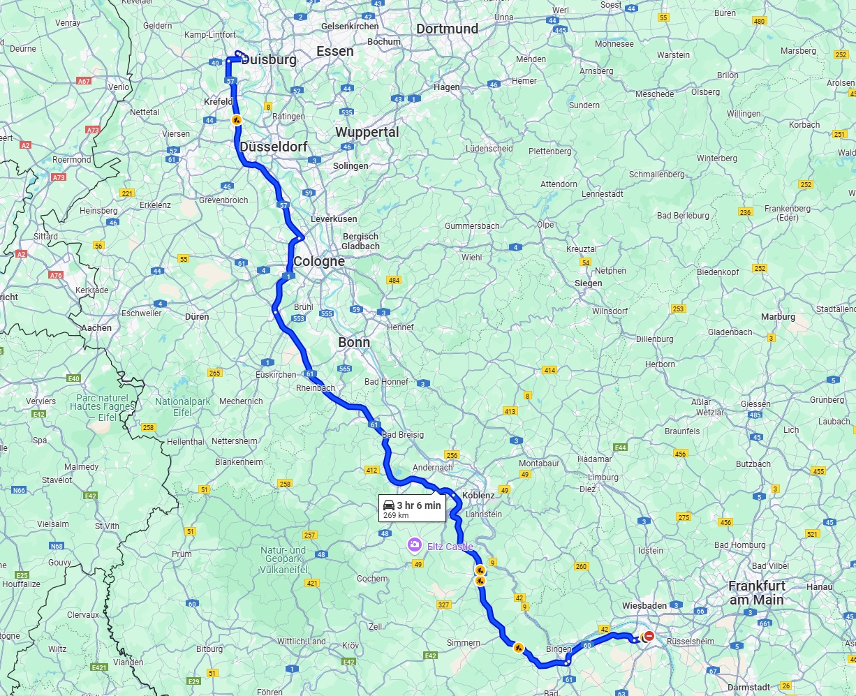 Anreise von Mainz Zu Moers Über via A61