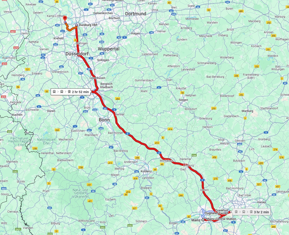 Anreise von Mainz Zu Moers Über 