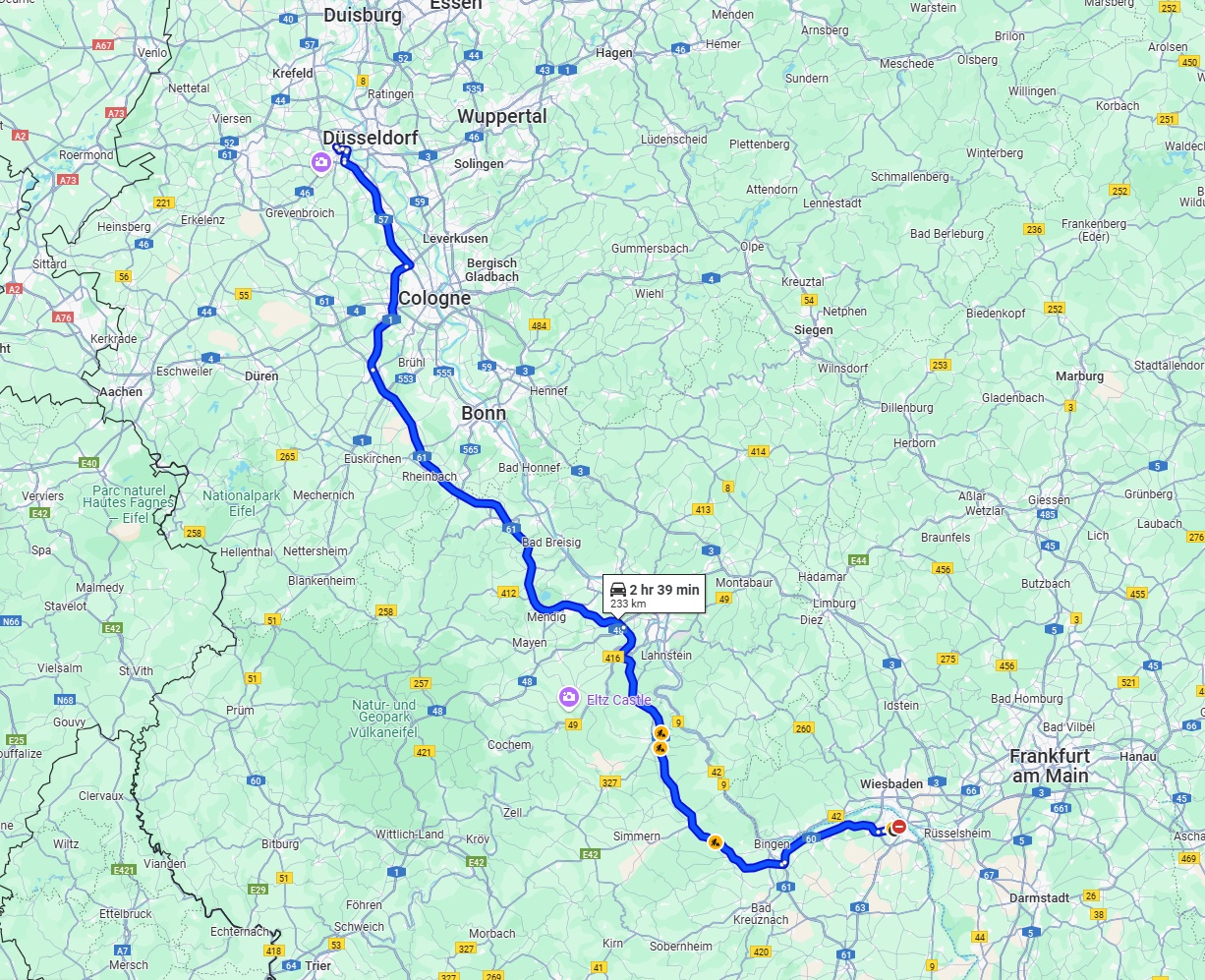 Anreise von Mainz Zu Neuss Über via A61