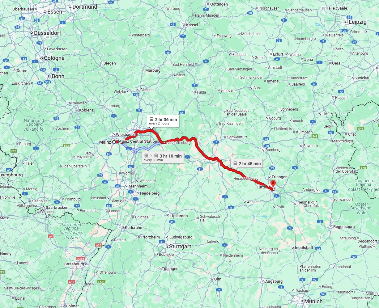 Anreise von Mainz Zu Nürnberg Über 