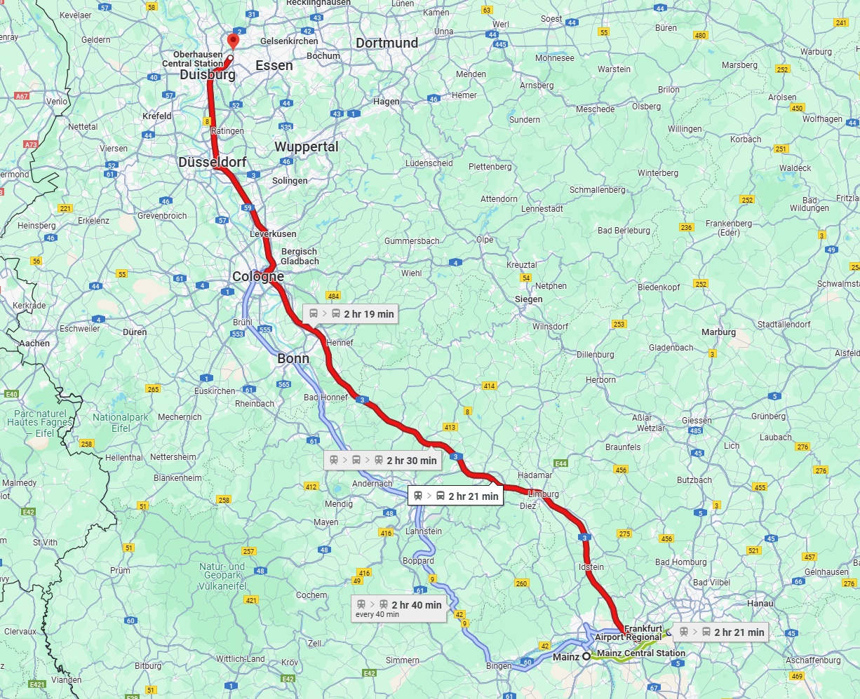 Anreise von Mainz Zu Oberhausen Über 