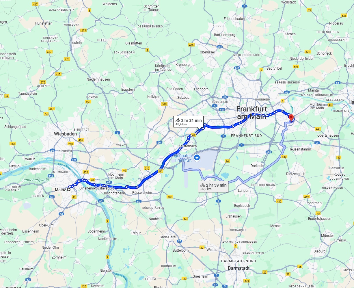 Anreise von Mainz Zu Offenbach am Main Über 