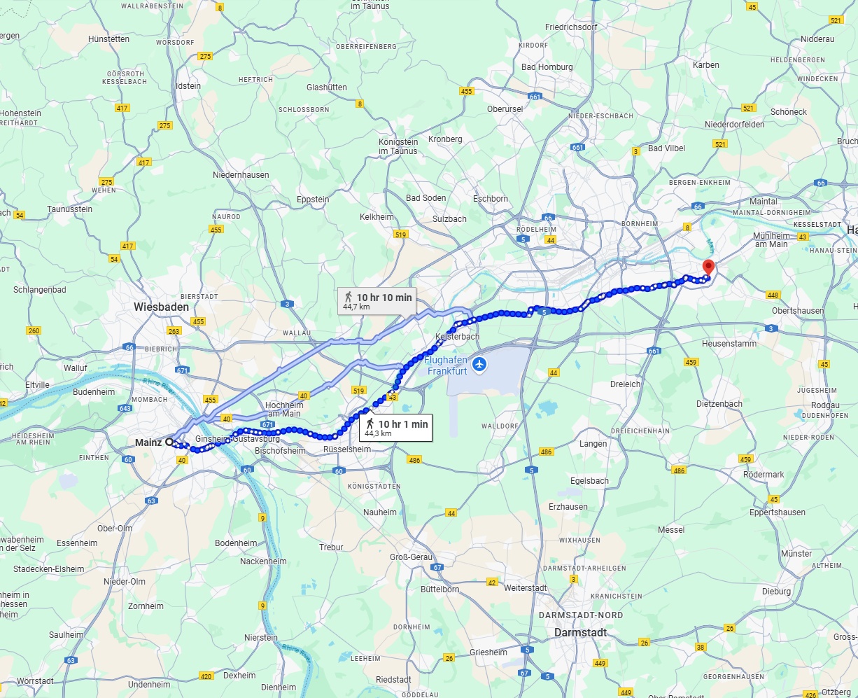 Anreise von Mainz Zu Offenbach am Main Über 