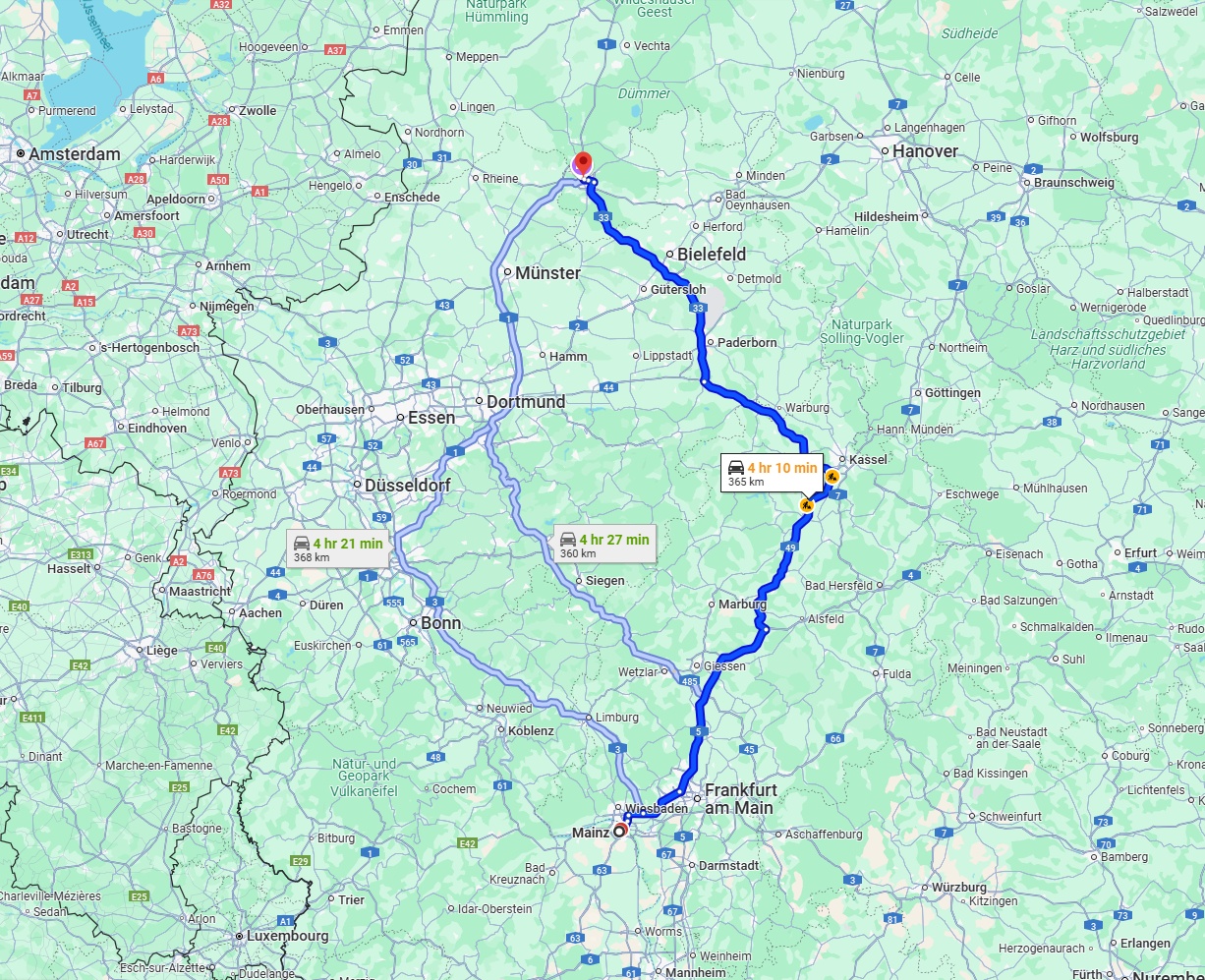 Anreise von Mainz Zu Osnabrück Über via A33