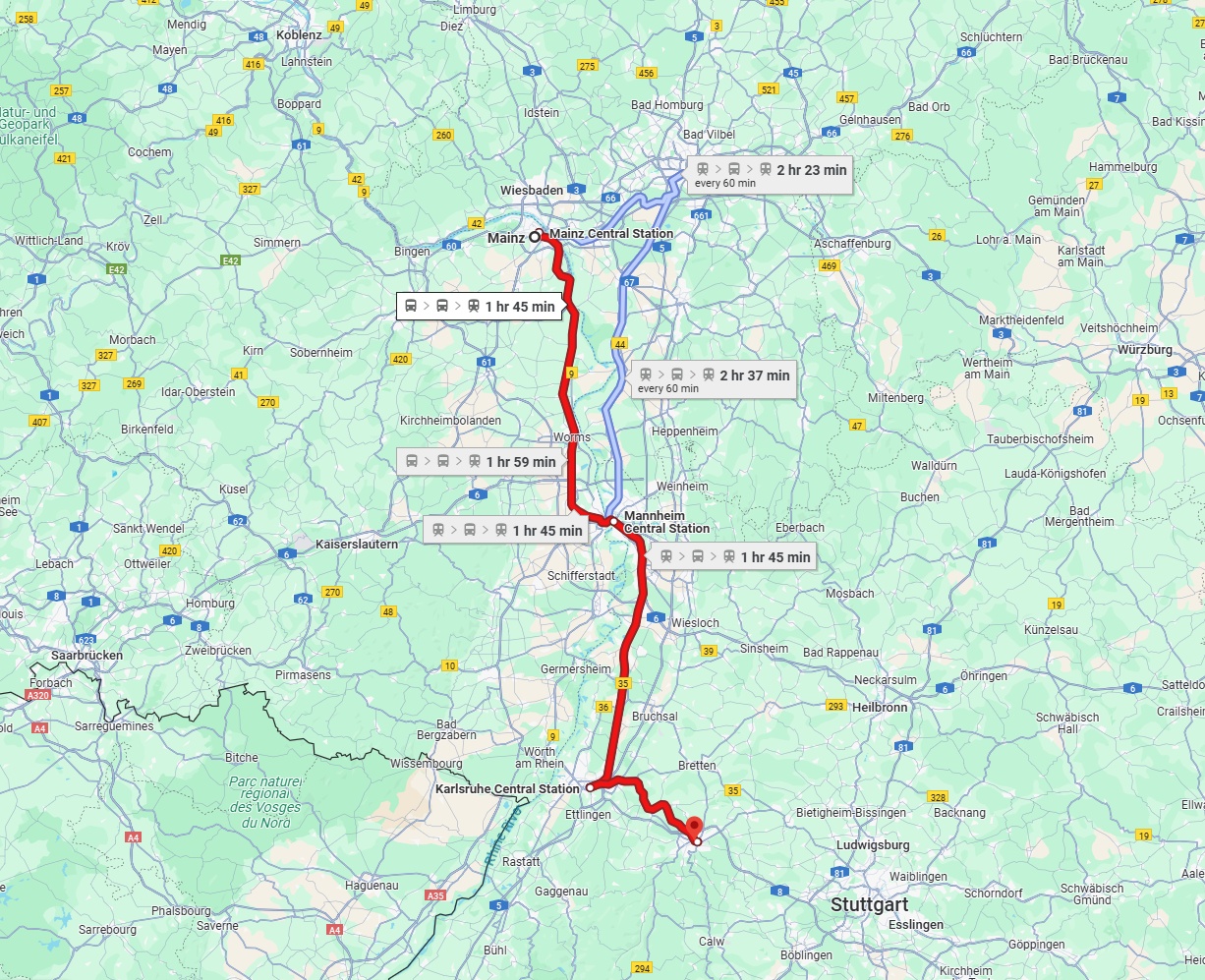 Anreise von Mainz Zu Pforzheim Über 