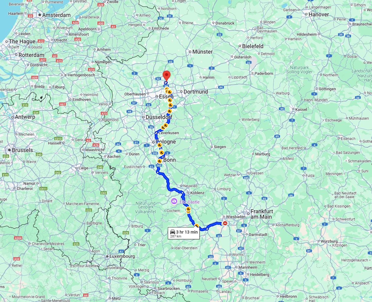 Anreise von Mainz Zu Recklinghausen Über via A61