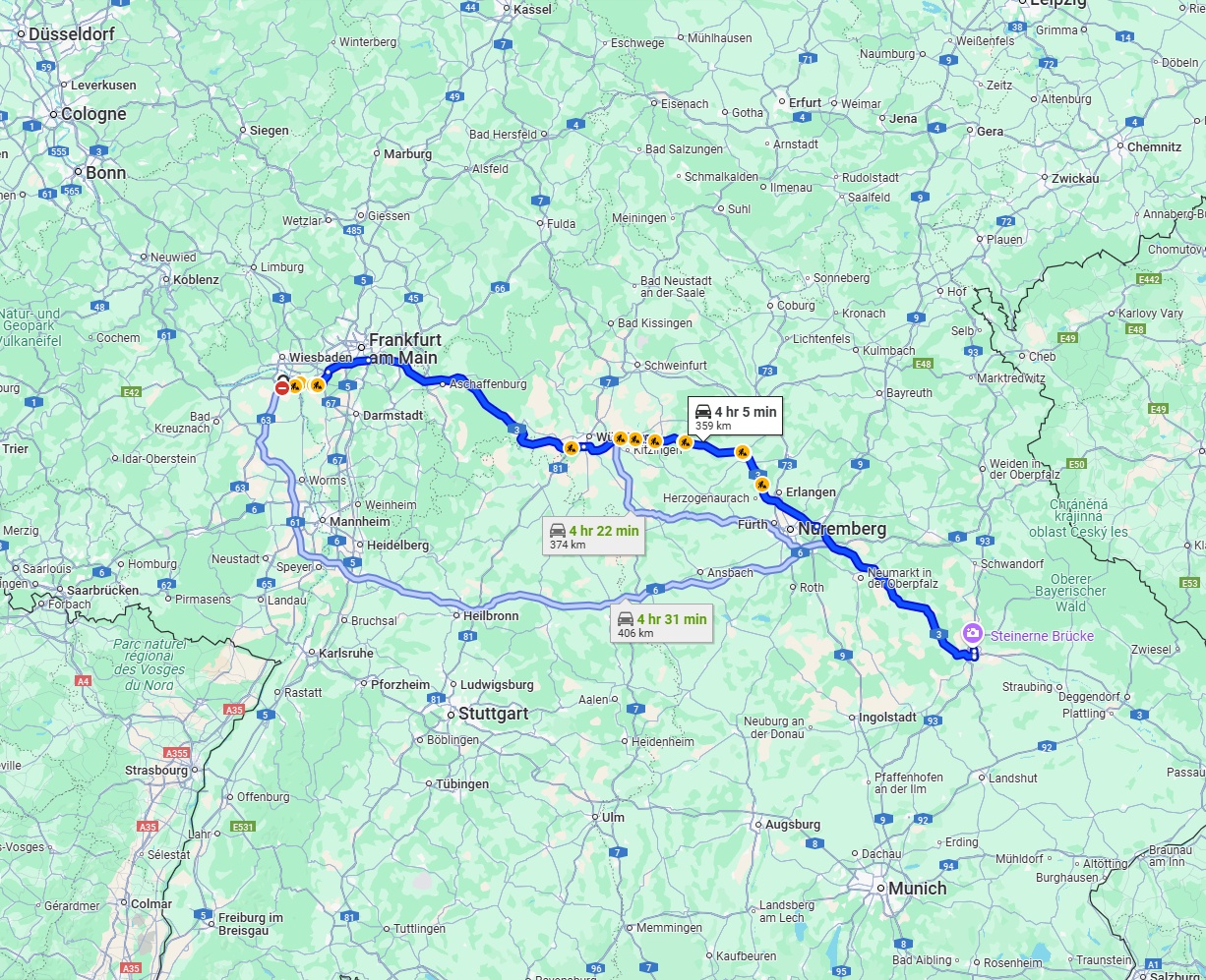 Anreise von Mainz Zu Regensburg Über via A3