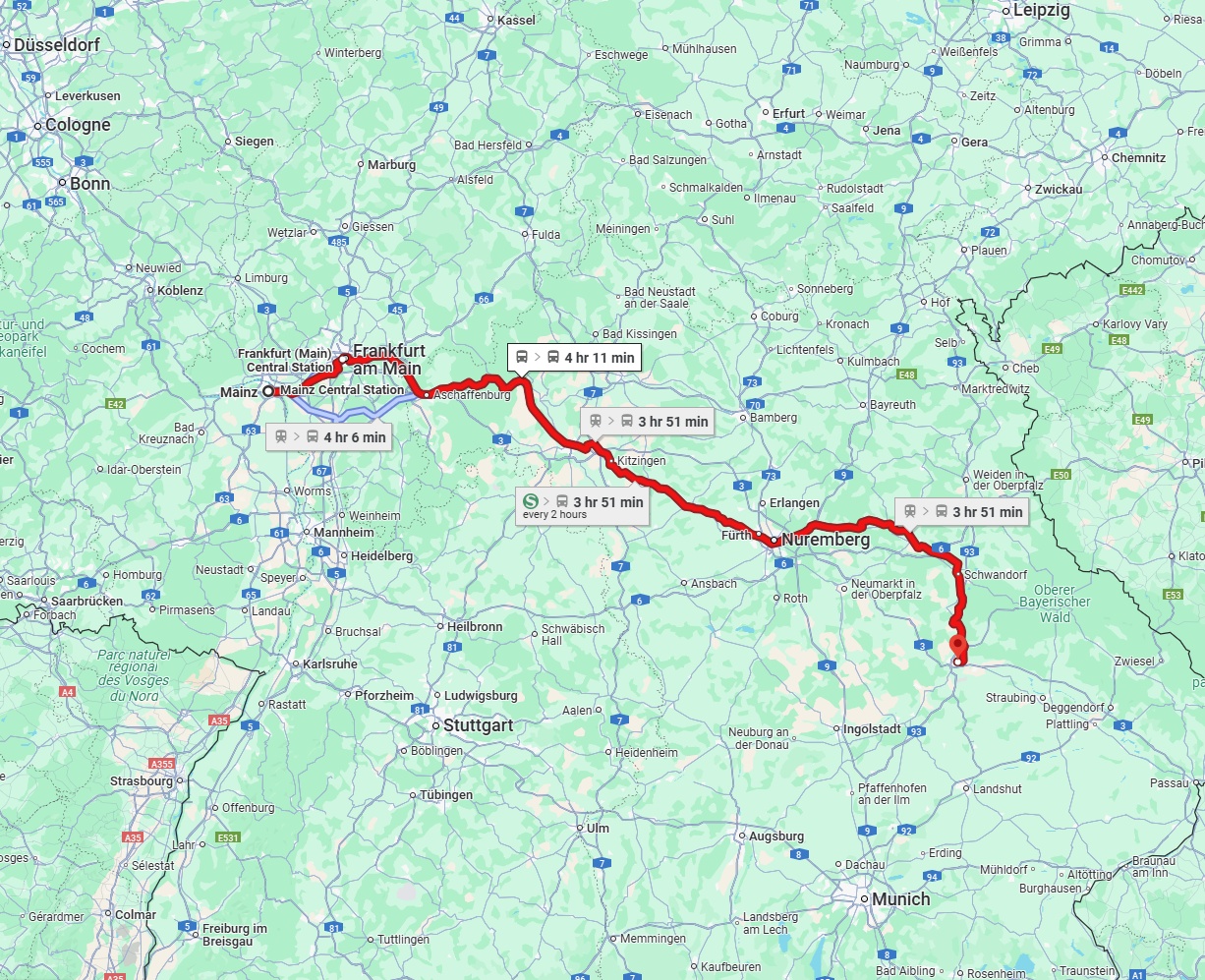 Anreise von Mainz Zu Regensburg Über 