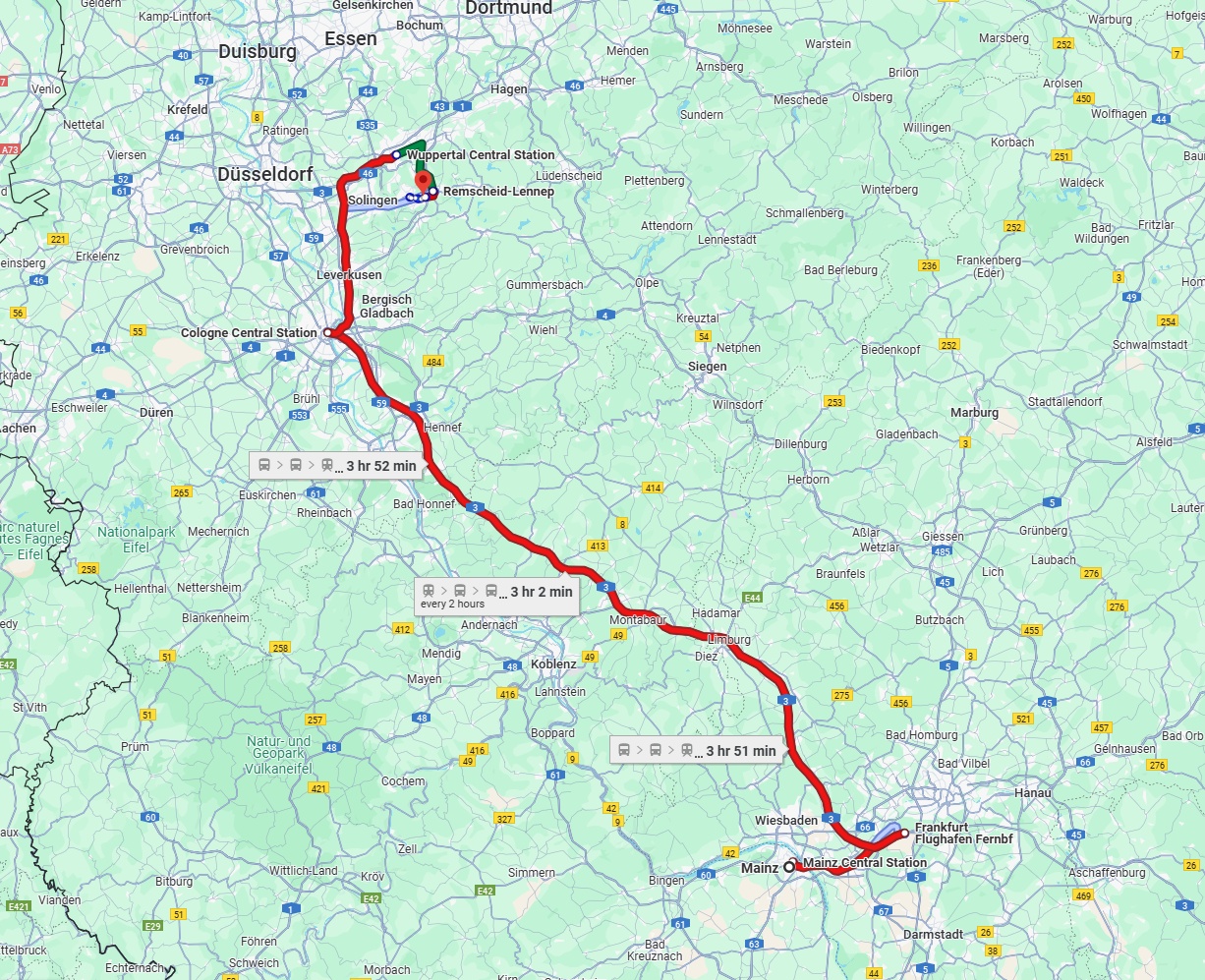 Anreise von Mainz Zu Remscheid Über 