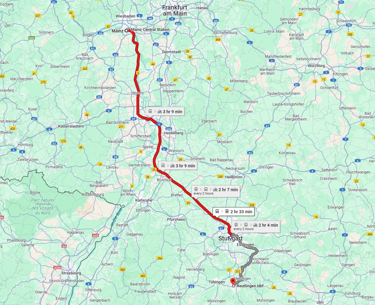 Anreise von Mainz Zu Reutlingen Über 