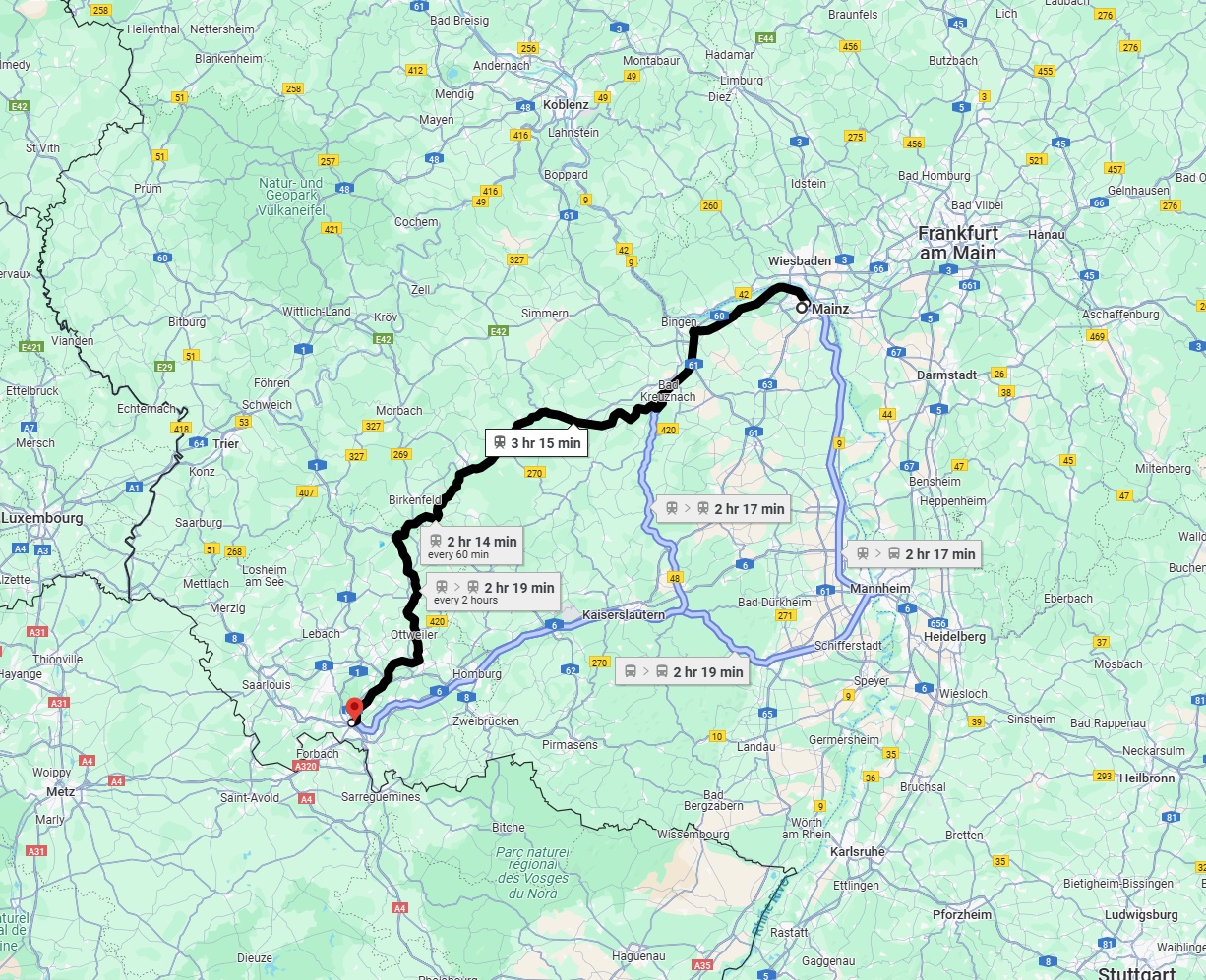 Anreise von Mainz Zu Saarbrücken Über 