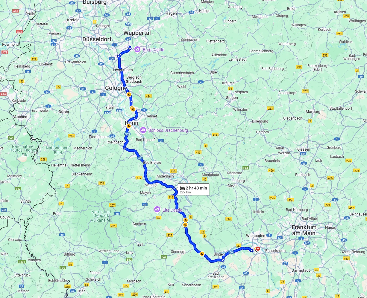 Anreise von Mainz Zu Solingen Über via A61