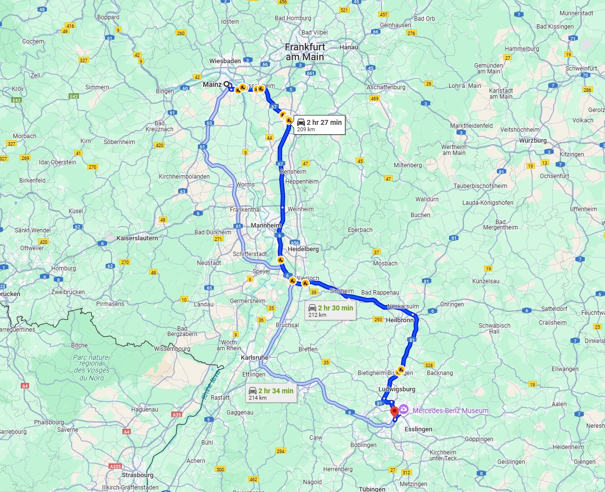 Anreise von Mainz Zu Stuttgart Über via A6