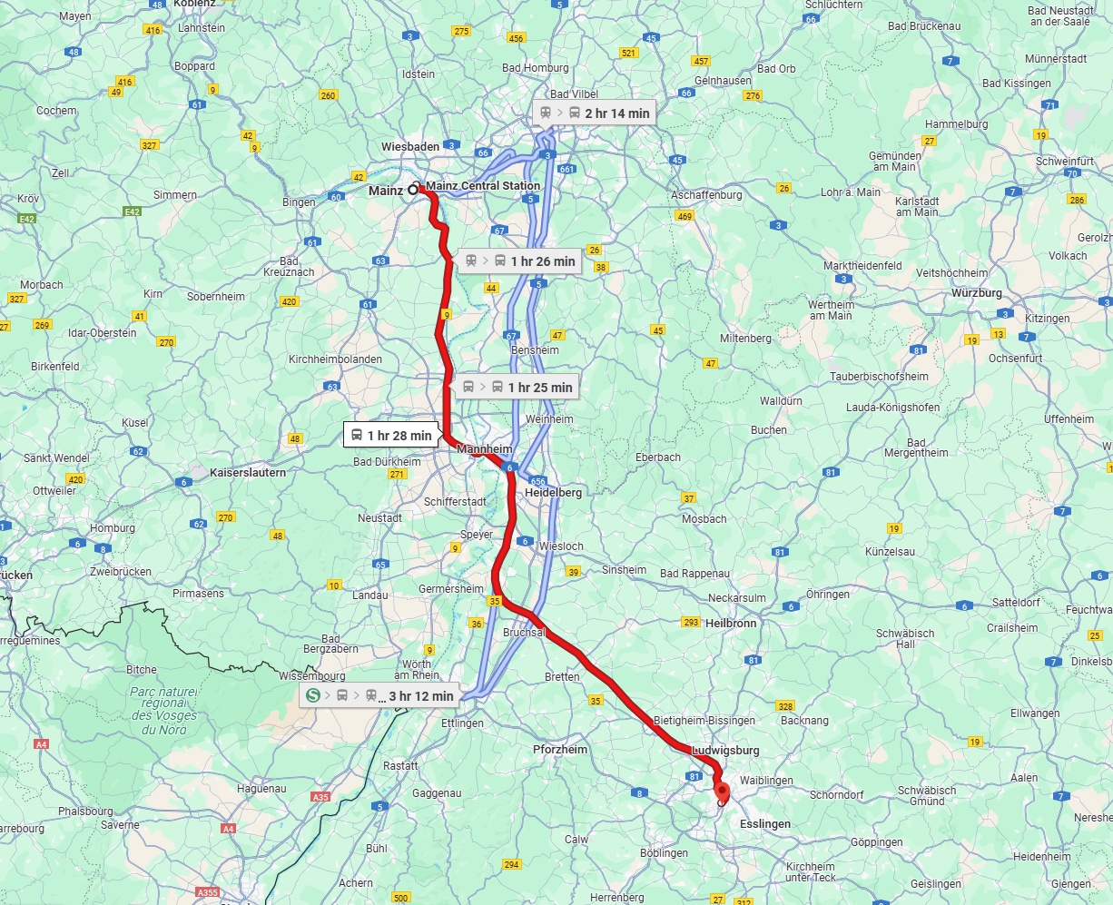Anreise von Mainz Zu Stuttgart Über 